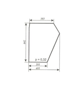 Szyba do ciągnika C-330 kabina Krotoszyn - drzwi dolna (lewa, prawa) (258)