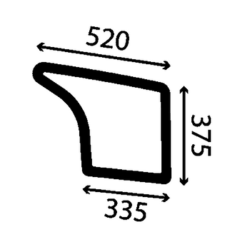 Szyba boczna prawa dolna Kubota KX014-4, KX015-4, KX016-4, KX018-4
