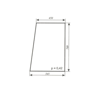 Szyba do ciągnika C-330, T-25 kabina Ciechanów - drzwi lewe otwierane (296)