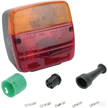 Lampa zespolona tylna, lewa kwadratowa 12V czerwona/pomarańczowa przykręcana 108x103x103 mm Bayonet Ajba