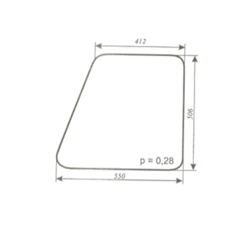 szyba C-360 kabina Kunów blaszanka, czterdziestka- drzwi lewe, otwierane