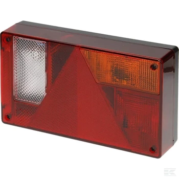 Lampa zespolona tylna, prawa prostokątna 12V czerwona/przezroczysta/pomarańczowa 235x52x135 mm Ajba