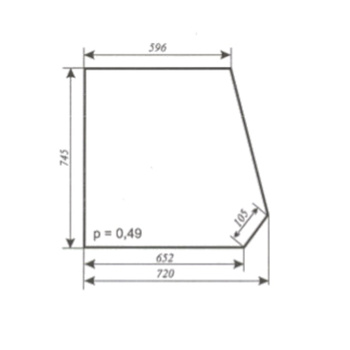Szyba  URSUS 2812, C-330, MF-255 kabina Zamość - boczna (lewa, prawa) (588)