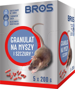 Bros granulat na myszy i szczury, 1kg - 5 x doypack 200g