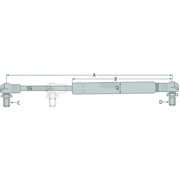 Siłownik gazowy szyby tylnej Manitou A-313mm B-155mm F-150N