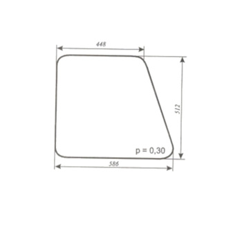 szyba do ciągnika C-360 kabina Kunów (blaszanka, czterdziestka) - drzwi prawe stałe (1)