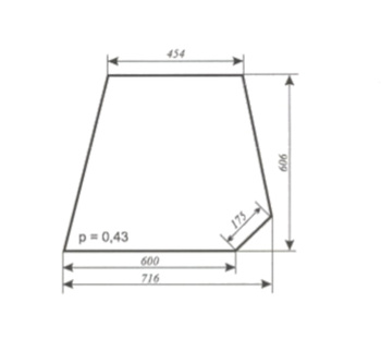 Szyba do ciągnika C-360M kabina w ramkach z rury kwadratowej - boczna (lewa, prawa) (146)