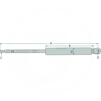 Siłownik gazowy szyby dachowej Fiat A-255mm B-120mm F-250N