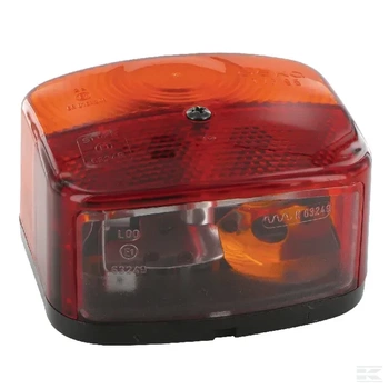 Lampa zespolona tylna, prawa kwadratowa 12V pomarańczowa/czerwona przykręcana z wtyczką płaską Geka
