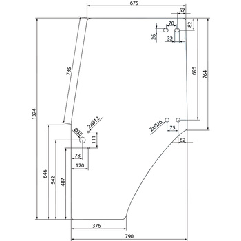 Szyba drzwi lewe SLH 0.009.7700.0/50, 00097700050