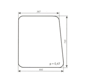 Szyba do ciągnika C-330,C-360 Kunów stary/nowy typ - boczna (lewa, prawa 21