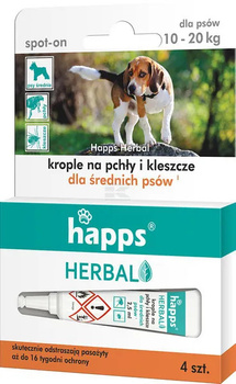 Herbal - krople na pchły i kleszcze dla średnich psów, 10-20kg