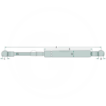 Siłownik gazowy szyby drzwiowej Steyr A-213mm B-117mm F-850N