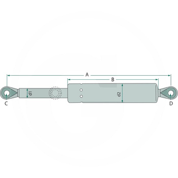 Siłownik gazowy maski Claas A-700mm B-325mm F-100N