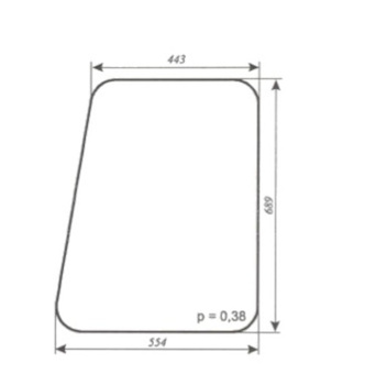 szyba do ciągnika C-330 kabina Chojnów I - drzwi góra (lewa, prawa) (91)