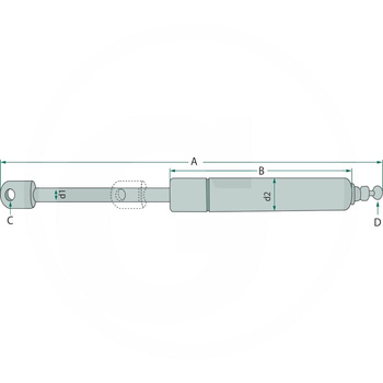 Siłownik gazowy szyby dachowej Ford A-256mm B-144mm F-152N