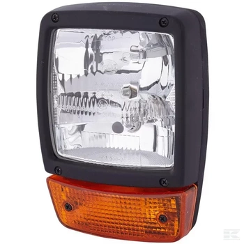 Reflektor halogenowy, kwadratowy 12V przezroczysty/pomarańczowy przykręcany z wtyczką AMP 6-pinową Hella